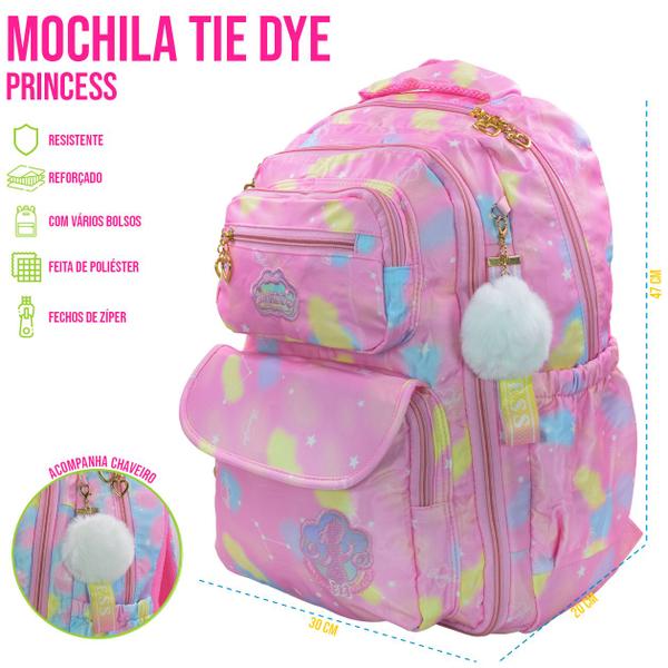 Imagem de Mochila de Costas Bolsa Escolar Grande P/ Menina Feminina Colorida Desenho P/ Notebook Resistente - Princesa Luxo Moda