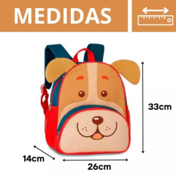 Imagem de Mochila De Costas Cachorro Vermelho/Azul Infantil Pets Oficial Dog - Super Resistente - Clio