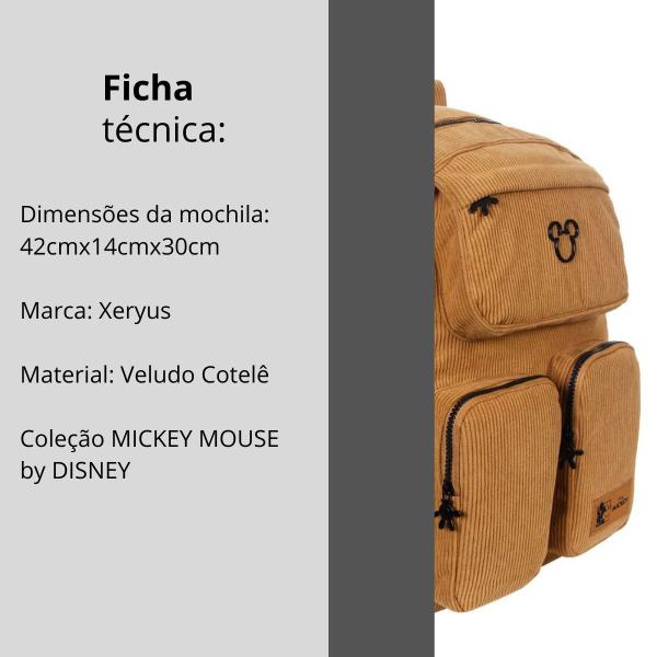 Imagem de Mochila de Costas Caqui Juvenil Mickey Escolar Cotelê Xeryus