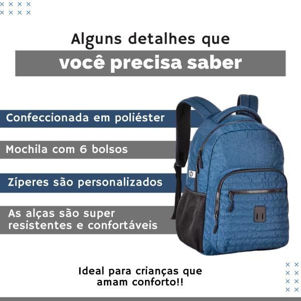 Imagem de Mochila De Costas Casual Masculino P/ Notebook C/ 6 Bolsos - Trabalho/Faculdade - Clio