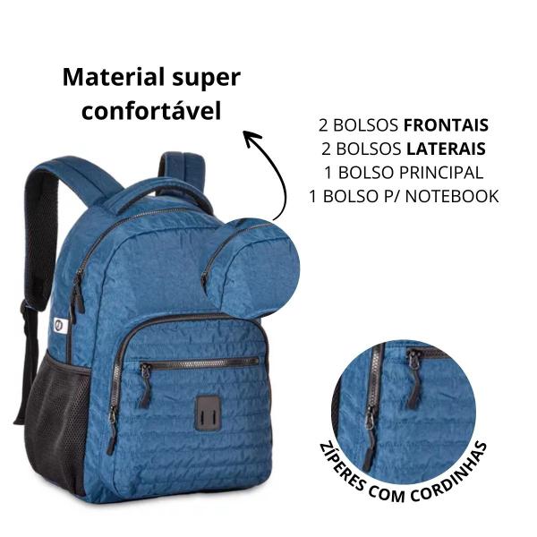 Imagem de Mochila De Costas Casual Masculino P/ Notebook C/ 6 Bolsos - Trabalho/Faculdade - Clio