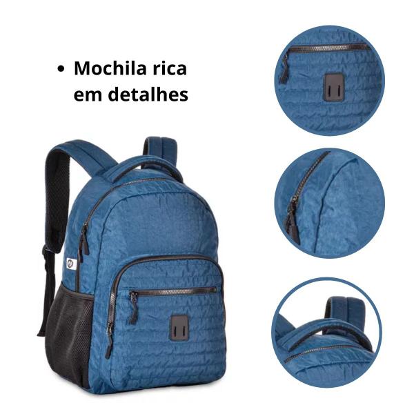 Imagem de Mochila De Costas Casual Masculino P/ Notebook C/ 6 Bolsos - Trabalho/Faculdade - Clio