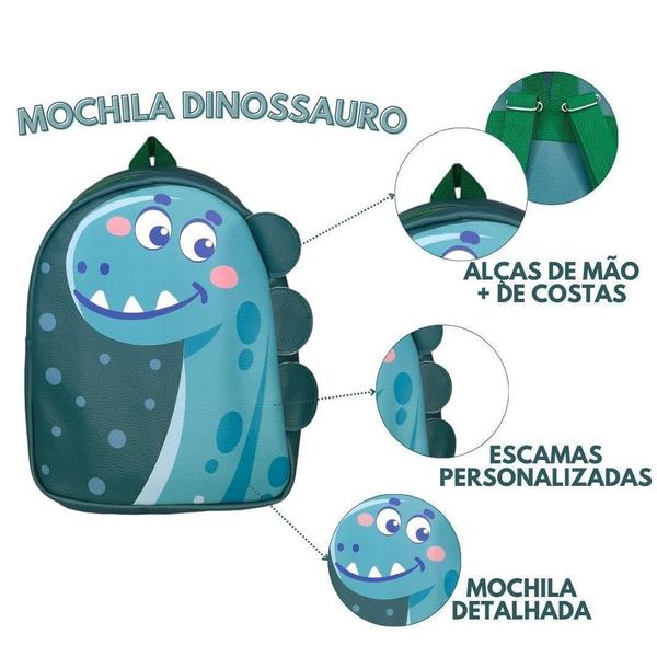 Imagem de Mochila De Costas Dinoosauro Verde Infantil Escolar Meninos