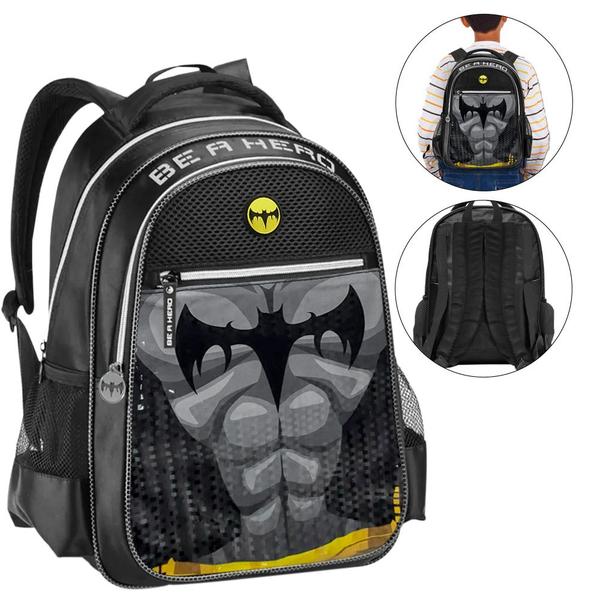 Imagem de Mochila De Costas Escolar Grande Infantil Morcego Be A Hero