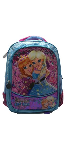 Imagem de Mochila De Costas Escolar Infantil Anna e Elza Princess On Ice Com Painel Personalizado Em PVC