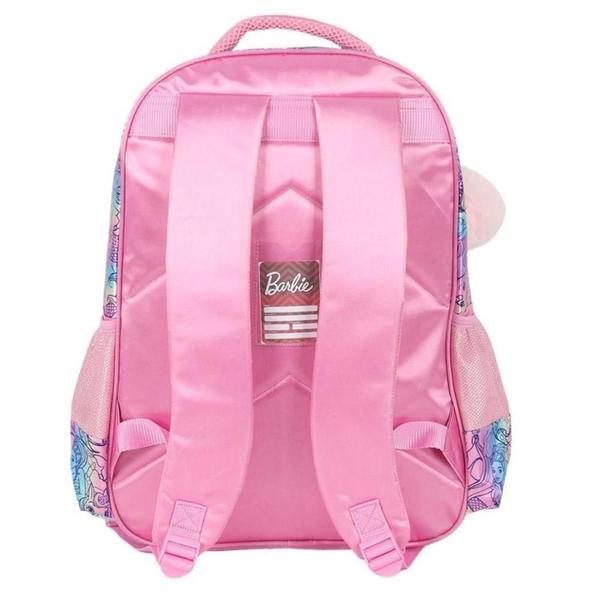 Imagem de Mochila De Costas Escolar Infantil Barbie Sereia Fada Pompom