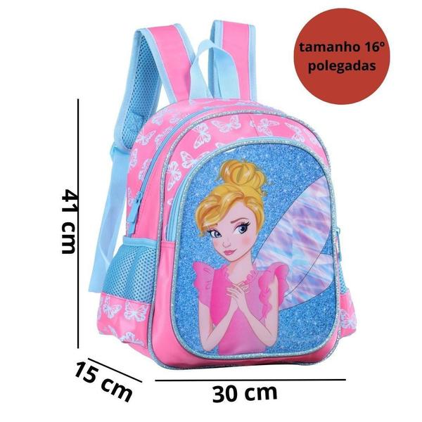 Imagem de Mochila De Costas Escolar Infantil Fada Princesa Menina