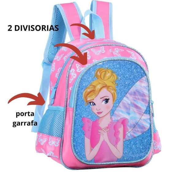 Imagem de Mochila De Costas Escolar Infantil Fada Princesa Menina