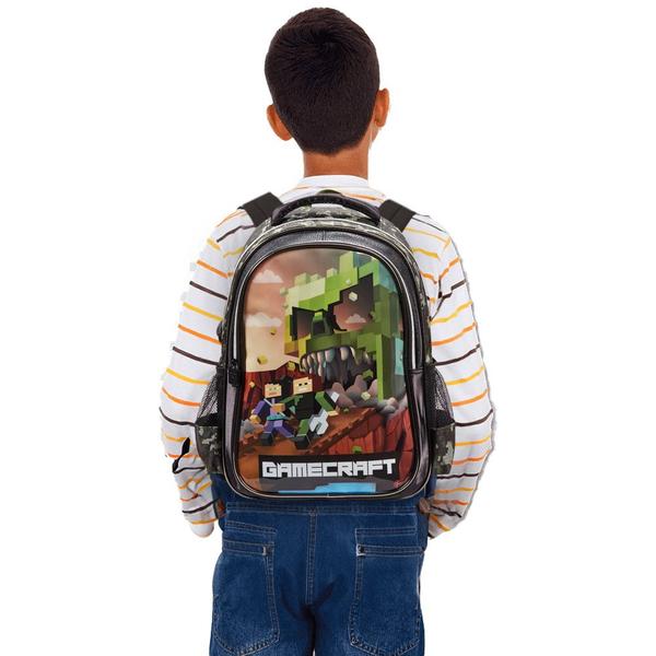 Imagem de Mochila De Costas Escolar Infantil Grande Gamecraft Zombie