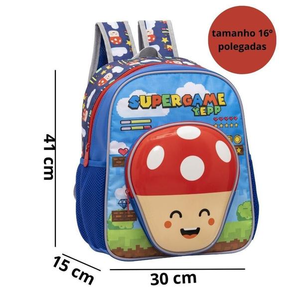 Imagem de Mochila De Costas Escolar Infantil Mario Yepp Super Bros