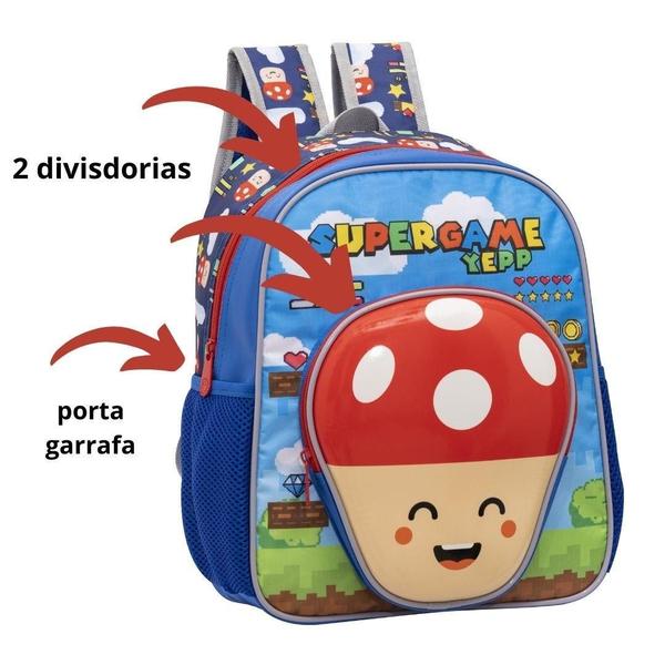 Imagem de Mochila De Costas Escolar Infantil Mario Yepp Super Bros