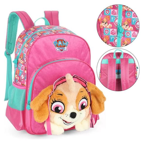 Imagem de Mochila De Costas Escolar Infantil Paw Patrol Pelúcia 3D