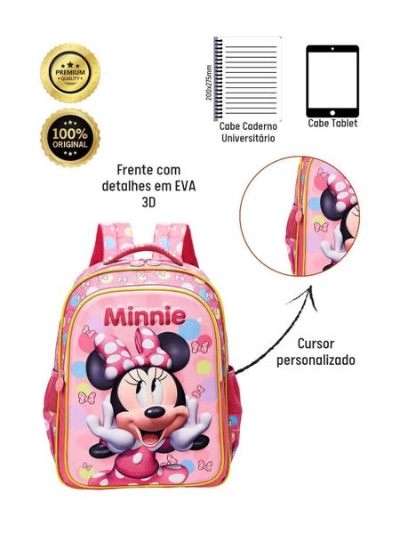 Imagem de Mochila De Costas Escolar Minnie 3D Disney 13242