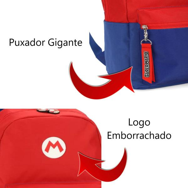 Imagem de Mochila de Costas Grande 45cm Super Mario Bros Reforçada