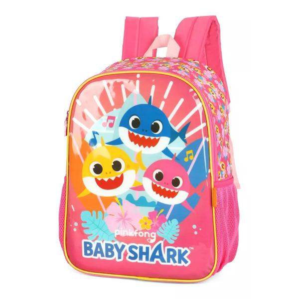 Imagem de Mochila De Costas Infantil Baby Shark Rosa Tubarão Luxcel