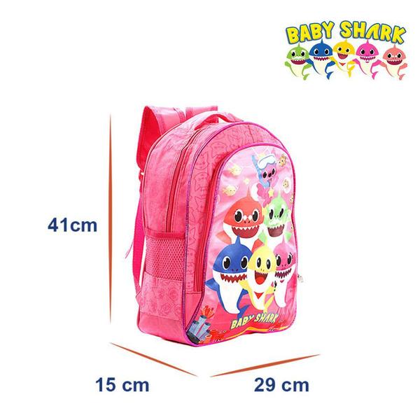 Imagem de Mochila De Costas Infantil Escolar Baby Shark Rosa Grande