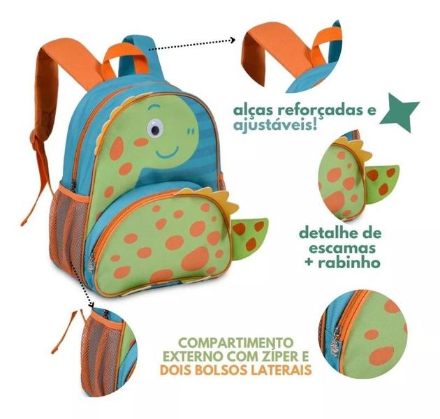 Imagem de Mochila De Costas Infantil Escolar Clio Pets Dino