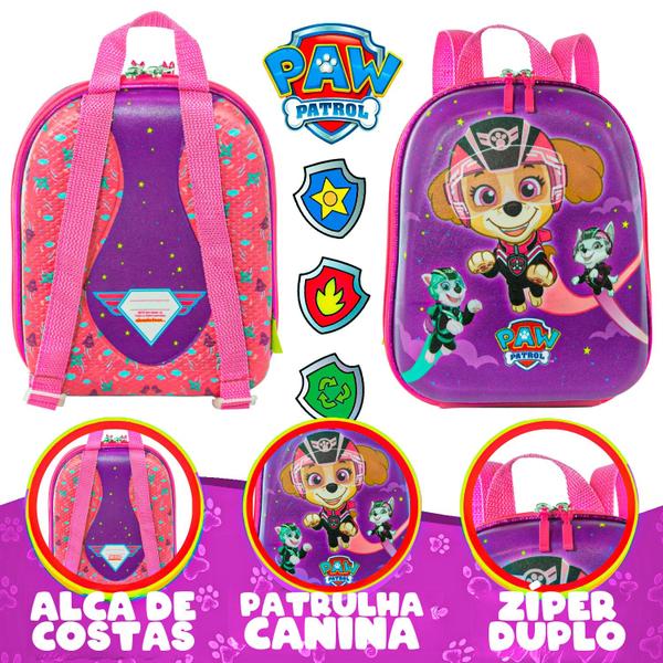 Imagem de Mochila De Costas Infantil Escolar Patrulha Canina Bolsa Cor Rosa Diplomata - Maxtoy