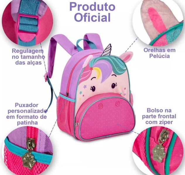 Imagem de Mochila de Costas Infantil Unicórnios Bolsa Escolar Meninas