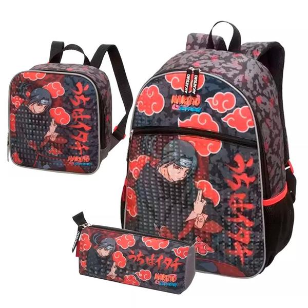 Imagem de Mochila de Costas + Lancheira + Estojo Naruto Itachi Preto