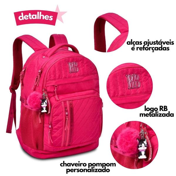 Imagem de Mochila de Costas Mala Bolsa Rebecca Bonbon Preto Rosa Lillás Fashion Meninas Clio