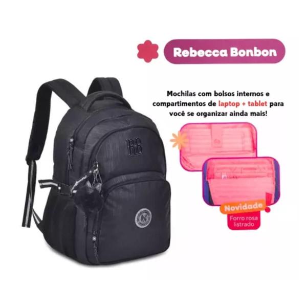 Imagem de Mochila de Costas Preta Rebecca Bonbon 17" RB24527