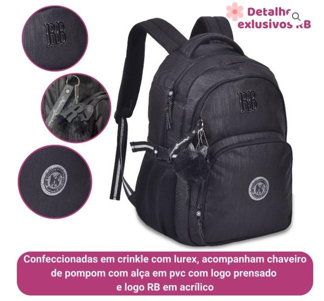 Imagem de Mochila De Costas Rebecca Bonbon Preto Escolar Juvenil Clio