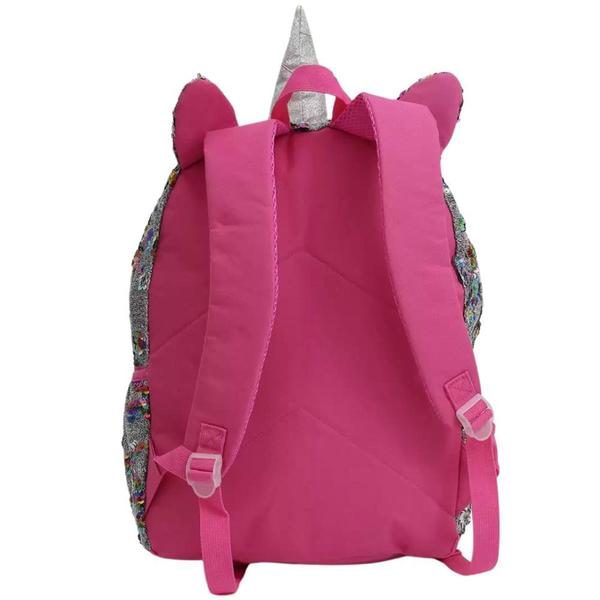 Imagem de Mochila de Costas Unicórnio Paetê Rosa