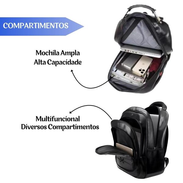 Imagem de Mochila de Couro Grande De Luxo Resistente Trabalho Unissex Faculdade