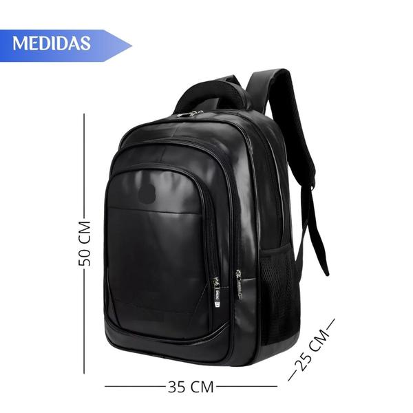 Imagem de Mochila De Couro Grande Executiva Trabalho Reforçada Escolar Impermeável