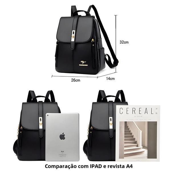 Imagem de Mochila de Couro Vintage Preta para Meninas - Bolsa Escolar Casual e Luxuosa