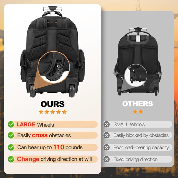 Mochila de ferramentas BUGARORE com roda para eletricista 75 bolsos Imagem de Mochila de ferramentas BUGARORE com roda para eletricista 75 bolsos