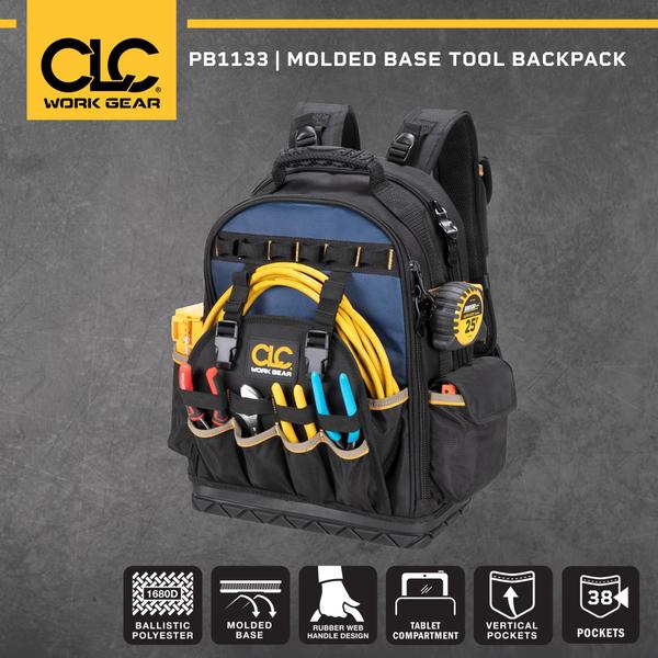 Mochila de ferramentas CLC Work Gear PB1133 com 38 bolsos preta/azul - Custom Leathercraft Imagem de Mochila de ferramentas CLC Work Gear PB1133 com 38 bolsos preta/azul