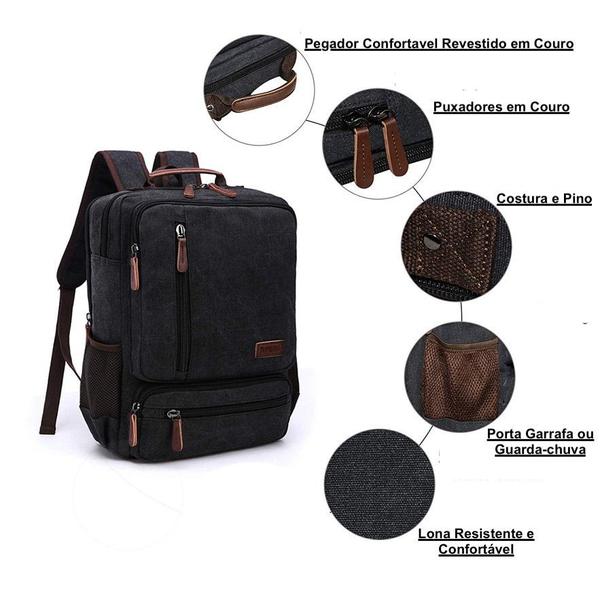 Imagem de Mochila De Lona Executiva Para Notebook Resistente Viagem