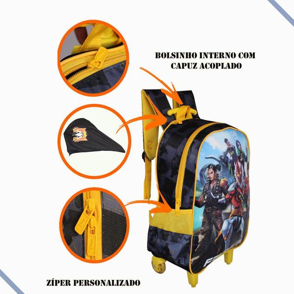 Imagem de Mochila De Rodas Escolar Gamer Com Estojo Garena Free Fire