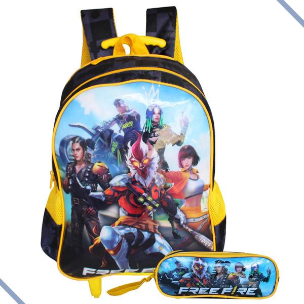 Imagem de Mochila De Rodas Escolar Gamer Com Estojo Garena Free Fire