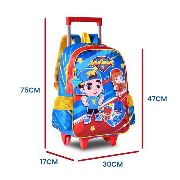 Imagem de Mochila de rodinha carrinho os aventureiros 16" clio av2794k