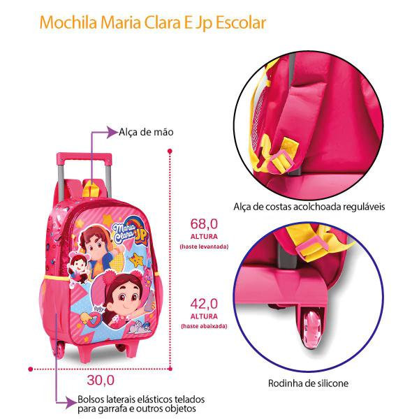 Imagem de Mochila de Rodinha Clio Style Maria Clara E Jp Escola Escolar Colégio Volta ás Aulas Original Durabilidade Confortável Menina