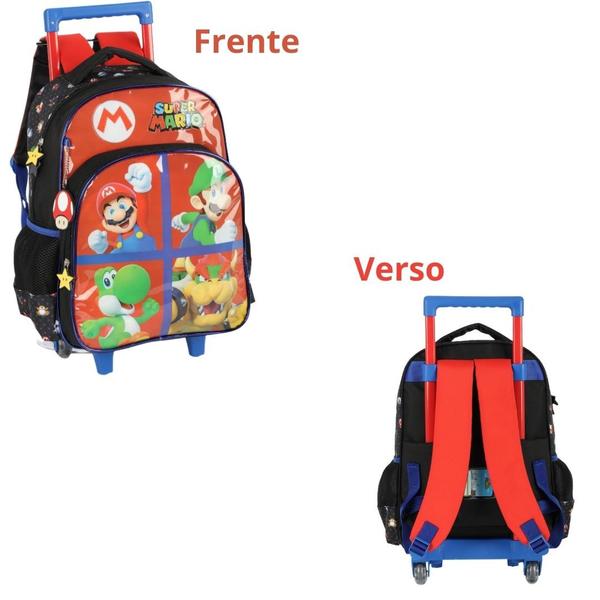 Imagem de Mochila de Rodinha Escolar Infantil Super Mario Bros