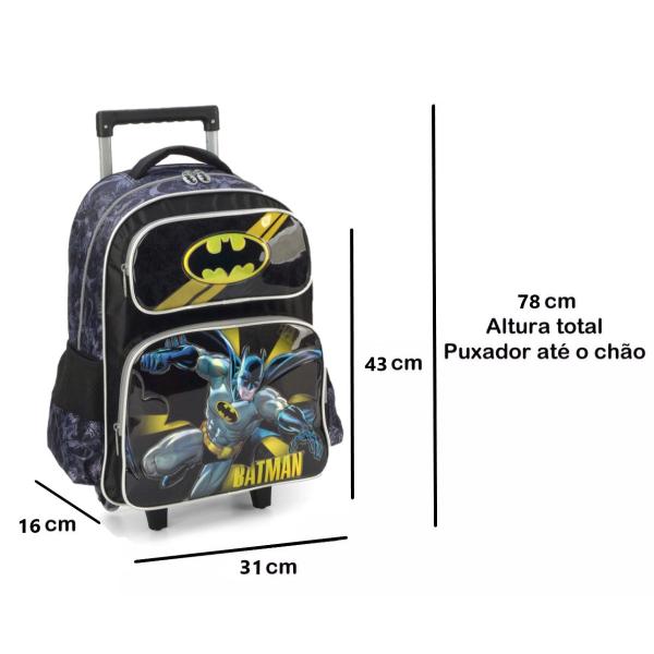 Imagem de Mochila De Rodinha Infantil Batman Dc Luxcel Cinza + Máscara