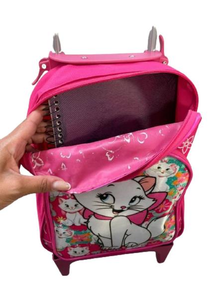 Imagem de Mochila De Rodinha Infantil Escolar Menina Personagem Gatinha Bolsa Para Creche Pequena