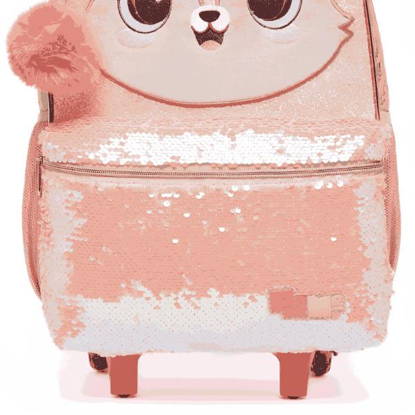 Imagem de Mochila De Rodinha Infantil Pack Me Fox Paetê Laranja