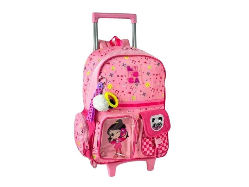 Imagem de Mochila de Rodinha Luluca Infantil Escolar Influencer Rosa e Azul - Oficial