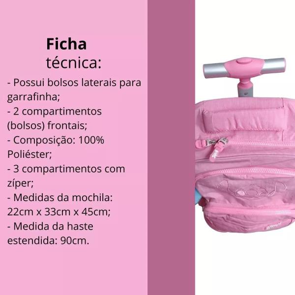 Imagem de Mochila De Rodinha Salmão Stitch Infantil Carrinho Luxcel