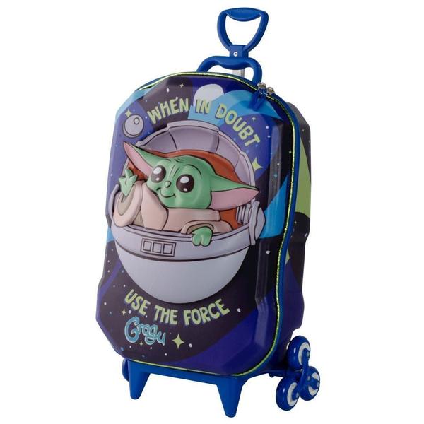 Imagem de Mochila De Rodinhas 3D Maxtoy Star Wars Grogu Azul Verde