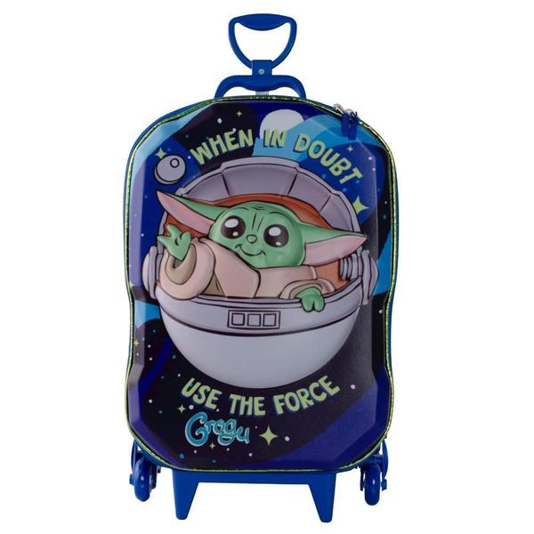 Imagem de Mochila De Rodinhas 3D Maxtoy Star Wars Grogu Azul Verde