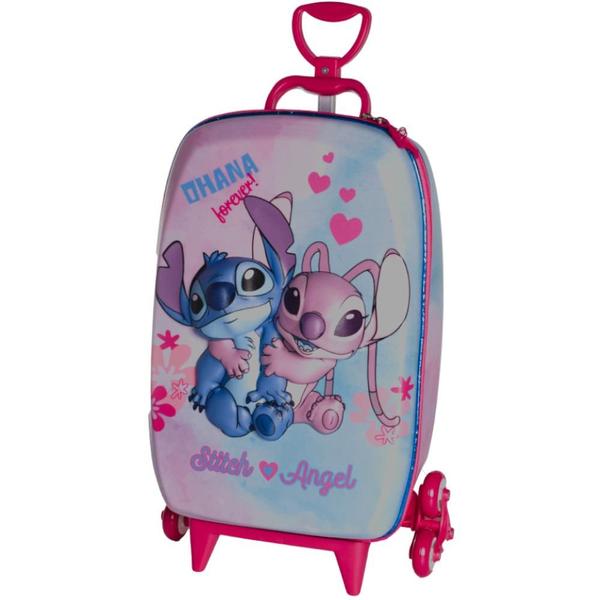 Imagem de Mochila de Rodinhas 3D Maxtoy Stitch e Angel Rosa