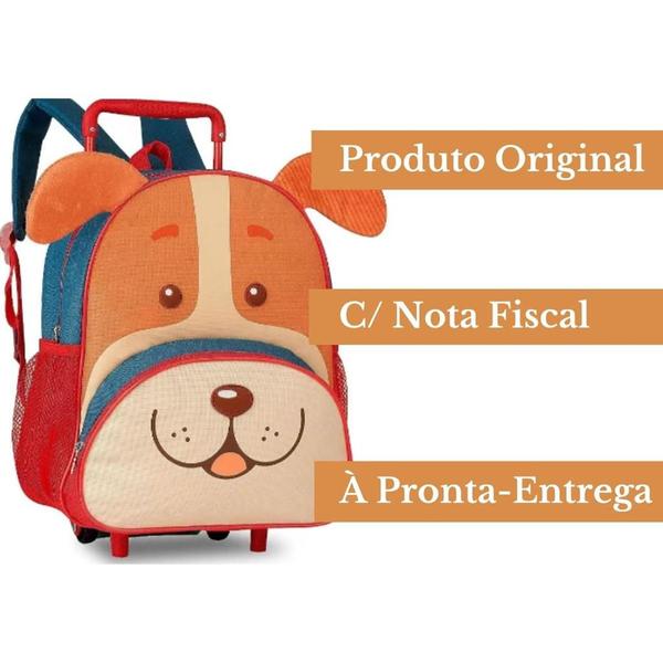 Imagem de Mochila De Rodinhas Cachorro Vermelho/Azul 15'' Infantil Pets Oficial Dog - Super Resistente - Clio