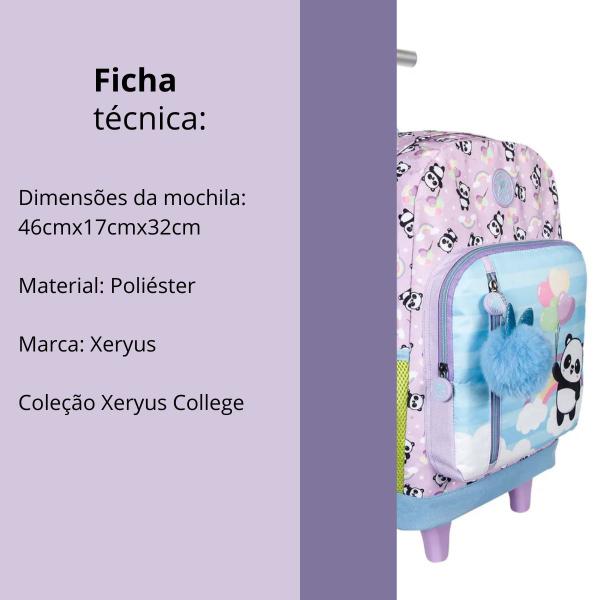 Imagem de Mochila de Rodinhas College Panda Balão Lilás Juvenil Xeryus