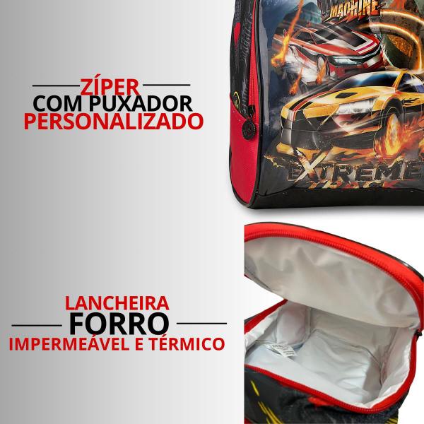 Imagem de Mochila De Rodinhas Escolar Com Lancheira Térmica E Estojo Dos Carros Infantil Para Meninos Clio Style